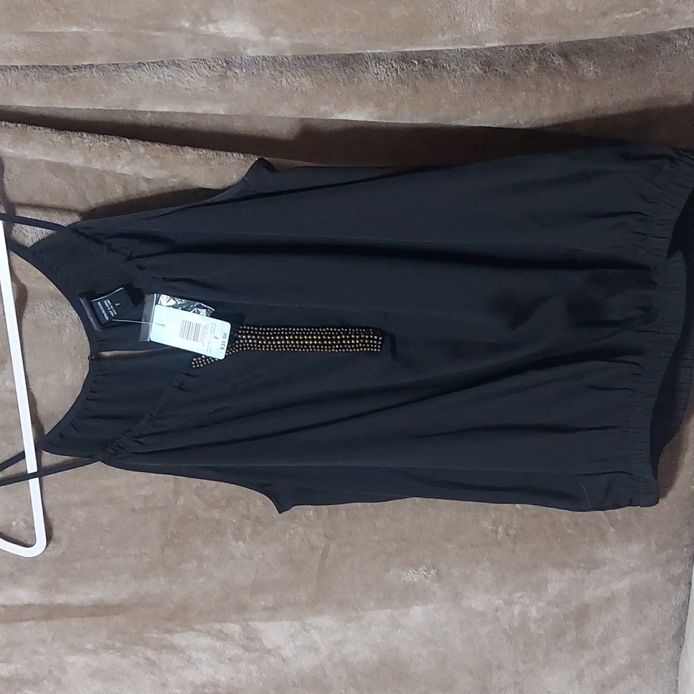 Torrid Black Embelished Crepe Tank Size 2